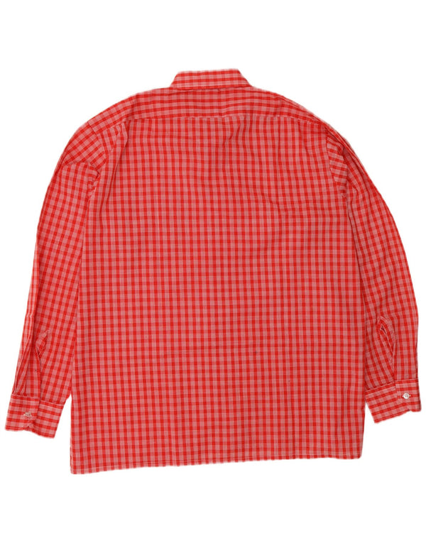 Cămașă Vintage pentru bărbați XL poliester cu carouri roșii