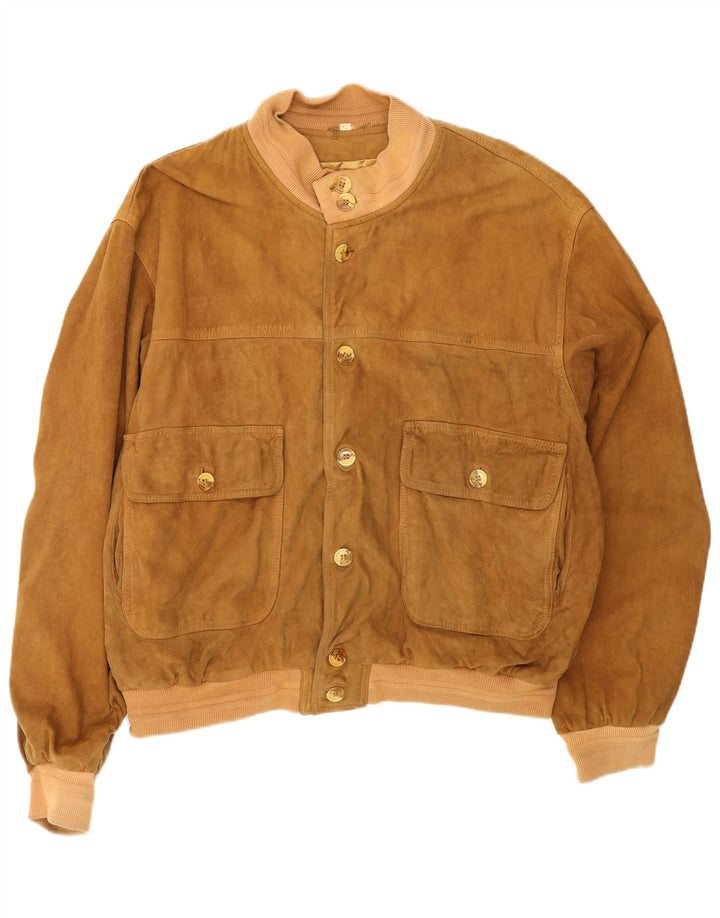 Bomber vintage pentru bărbați din piele intoarsa UK 42 XL din piele bej