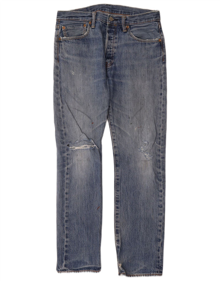 Blugi drepți distressed 501 Levi's pentru bărbați L32 L32 Bumbac albastru