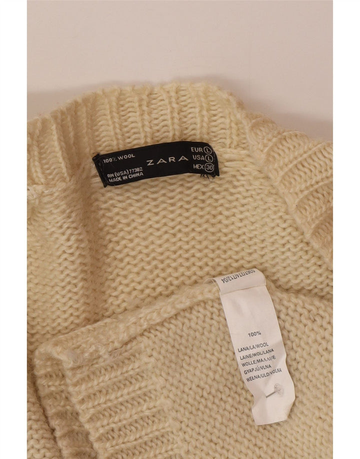 Pulover cardigan pentru femei Zara Marea Britanie 14 Lână albă, mare