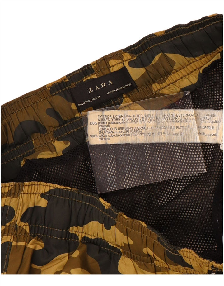 Pantaloni scurți de înot grafic pentru bărbați Zara, maro mediu, din poliester de camuflaj
