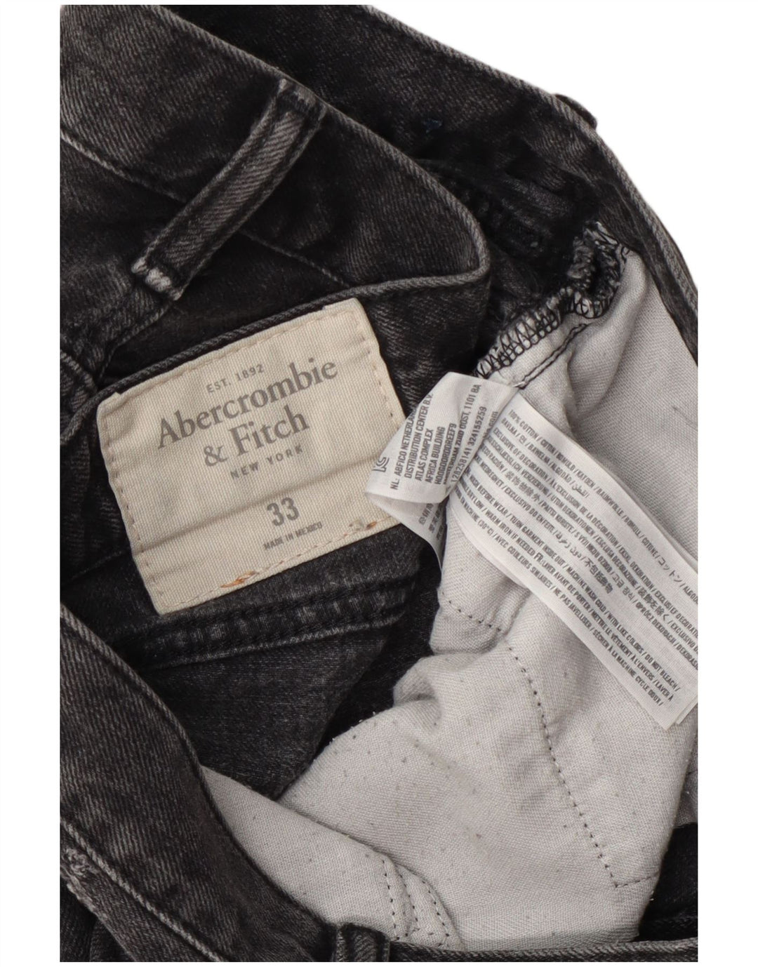Pantaloni scurți din denim pentru bărbați Abercrombie & Fitch W33 bumbac gri mediu