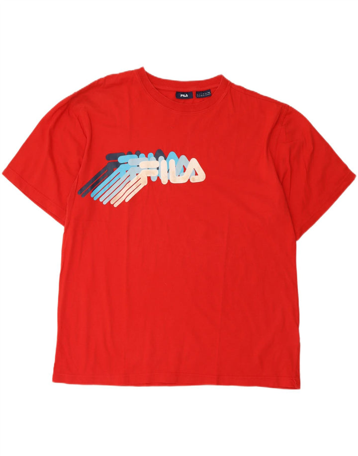FILA Mens Graphic T-Shirt Top XL Red Cotton Vintage Fila and Second-Hand Fila from Messina Hembry 