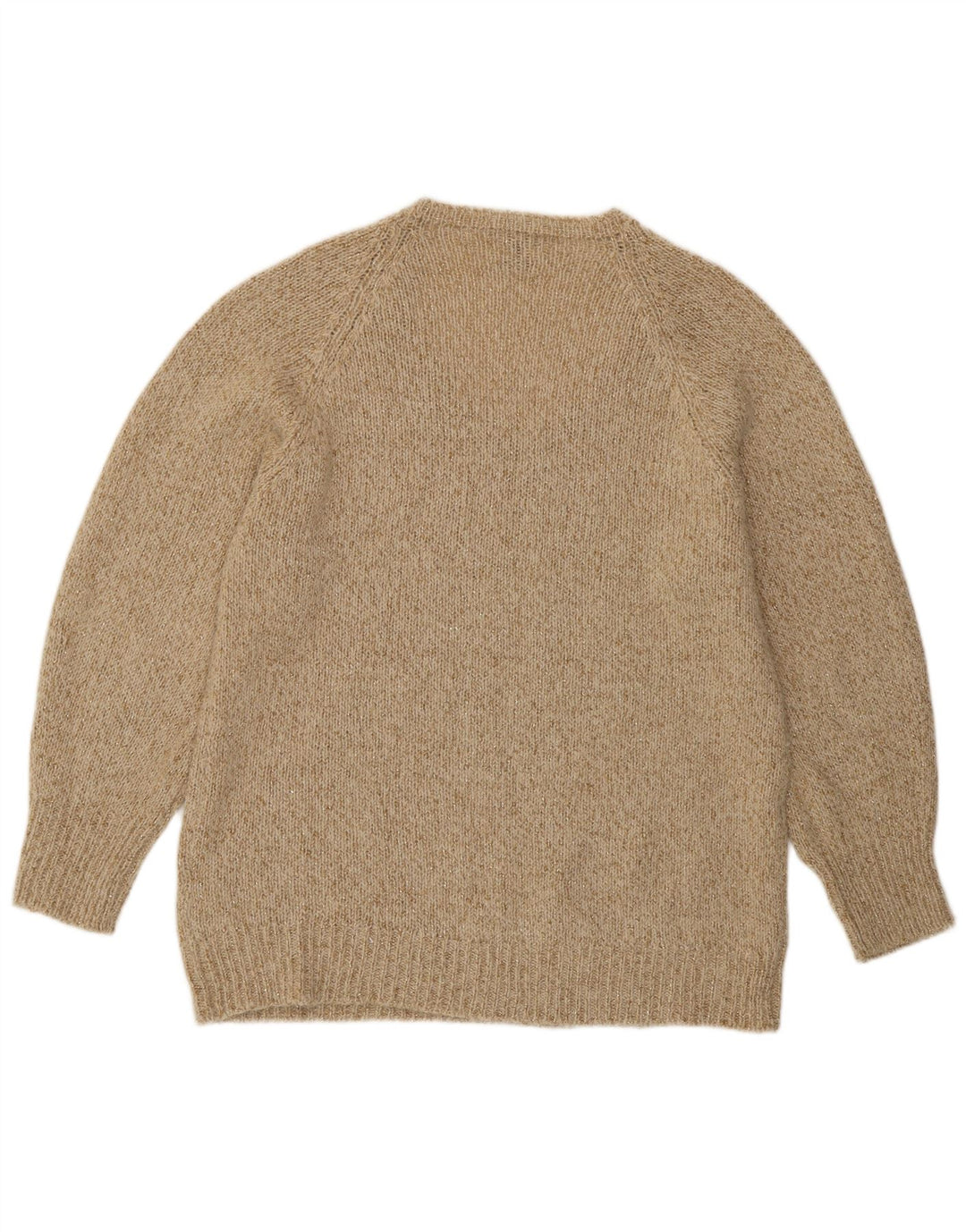 Pulover pentru femei Massimo Dutti cu decolteu în V UK 14 Medium Bej Lână cu pete