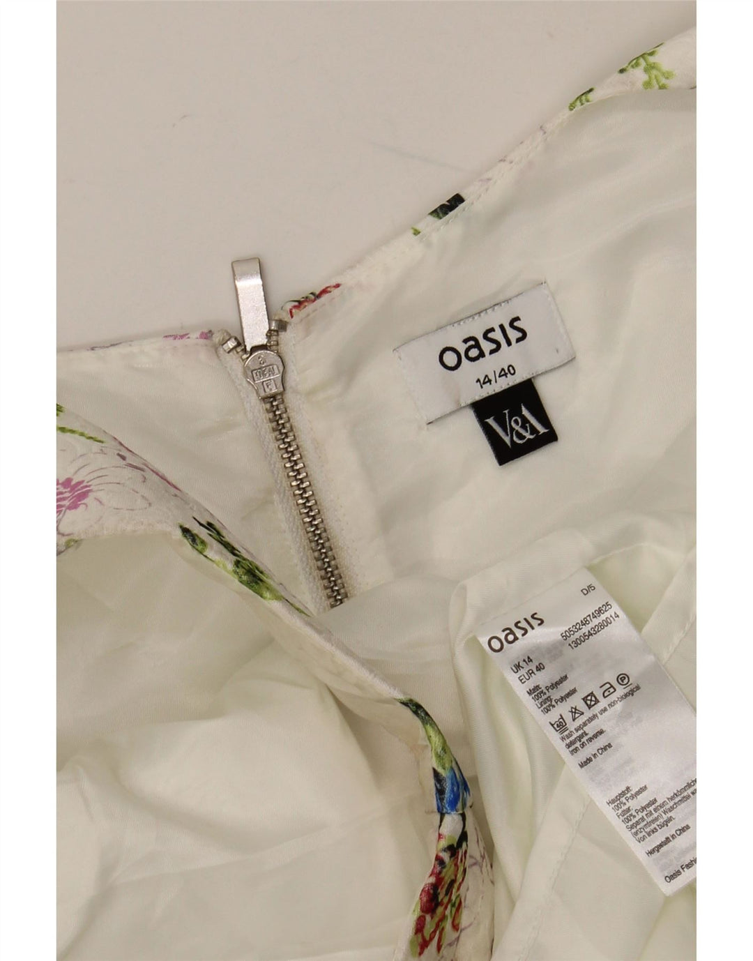 Rochie leagăn fără mâneci pentru femei Oasis UK 14 Poliester floral alb mediu