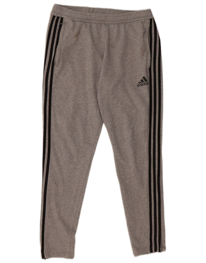 Pantaloni de trening Adidas pentru bărbați, bumbac gri mediu