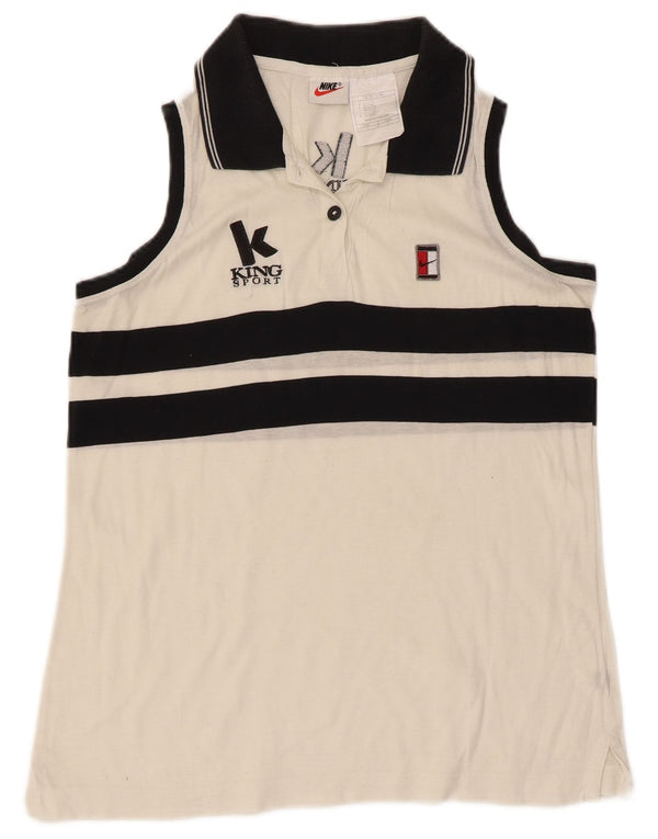 Tricou polo fără mâneci cu grafică Nike pentru femei UK 10, mic, alb, bloc de culoare