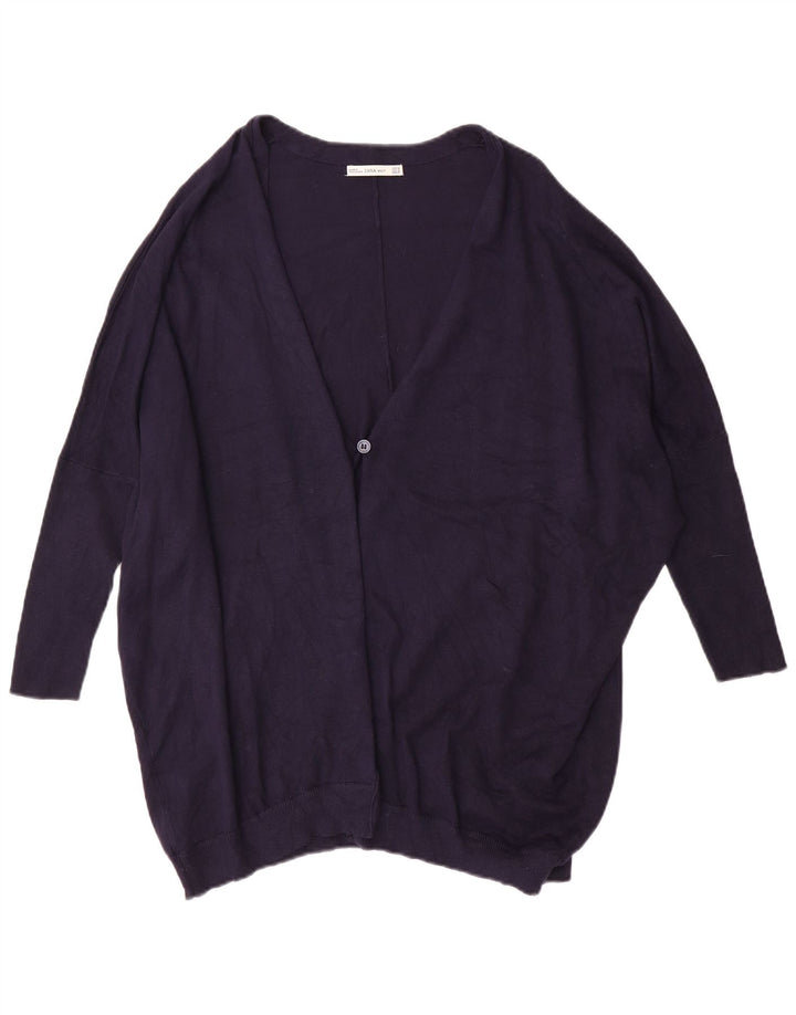 Pulover cardigan cu mânecă scurtă pentru femei ZARA UK 14 Medium Bleumarin