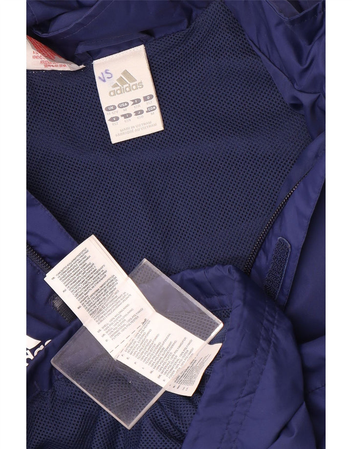 Jachetă de ploaie cu glugă Adidas pentru băieți, 11-12 ani, nailon bleumarin