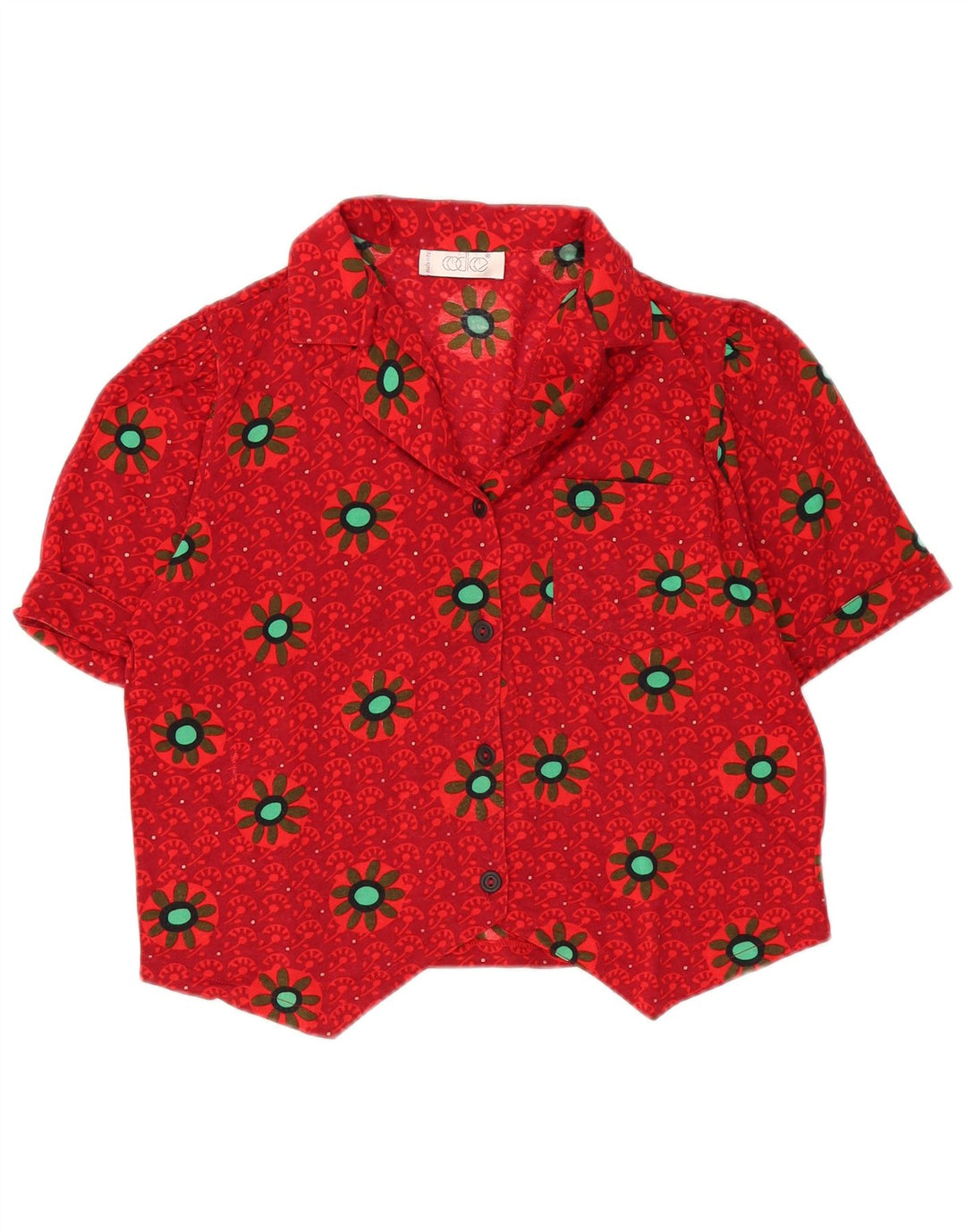 Bluză cămașă cu mânecă scurtă pentru femei Codice UK 16, mare, roșu, floral