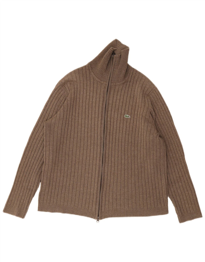Pulover cardigan pentru bărbați Lacoste Mărimea 6 XL Lână maro