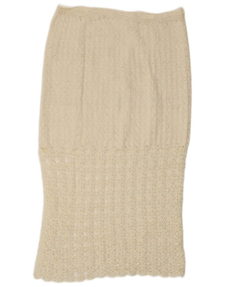 Fusta midi croșetată pentru femei VINTAGE W32 Large White