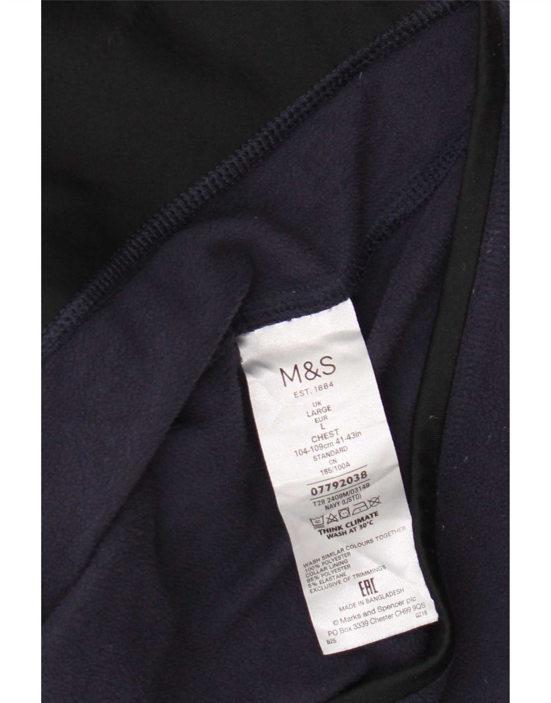 Jachetă fleece pentru bărbați Marks & Spencer UK 40 mare poliester bleumarin