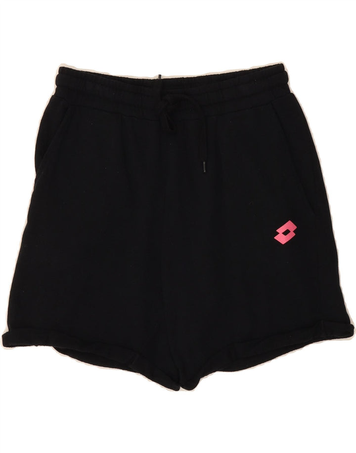 LOTTO Womens Sport Shorts UK 14 Medium  Black Cotton Vintage Lotto and Second-Hand Lotto from Messina Hembry 