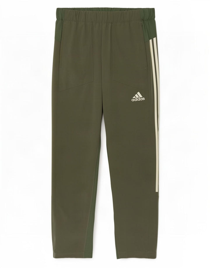 Pantaloni de trening Adidas pentru bărbați, poliester verde mediu