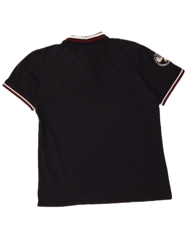 Tricou polo Napapijri Geographic Graphic pentru bărbați 2XL, bumbac cu dungi bleumarin
