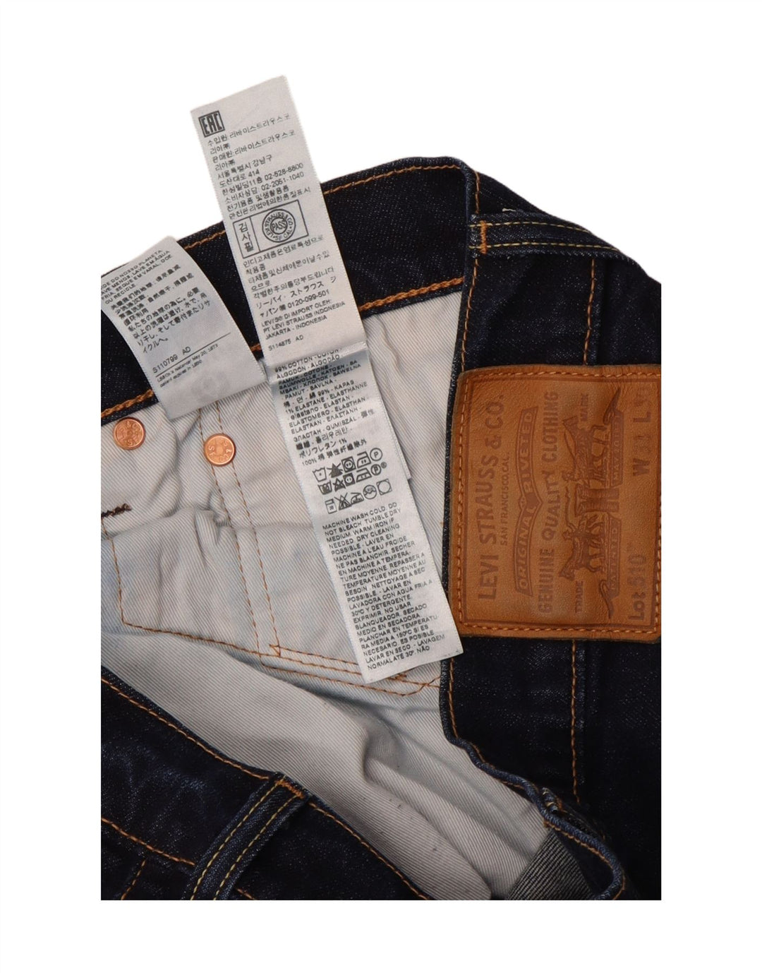 Blugi skinny 510 pentru bărbați LEVI'S W33 L28 bumbac bleumarin