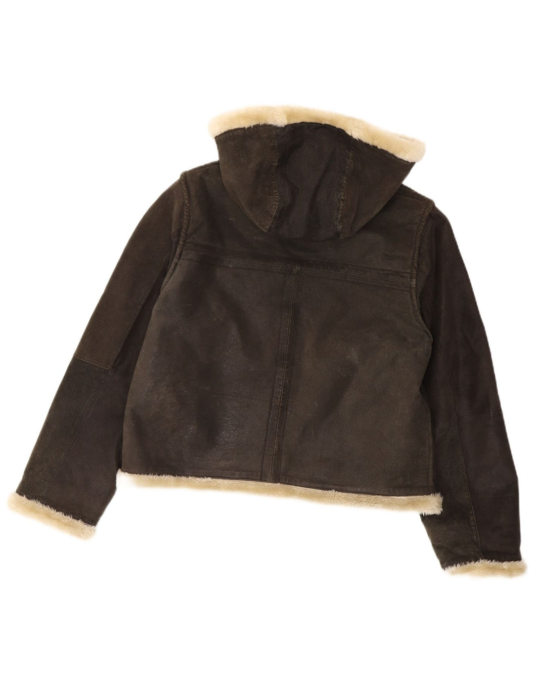 Jachetă din shearling cu glugă pentru femei Conbipel UK 14 Medium Grey Piele