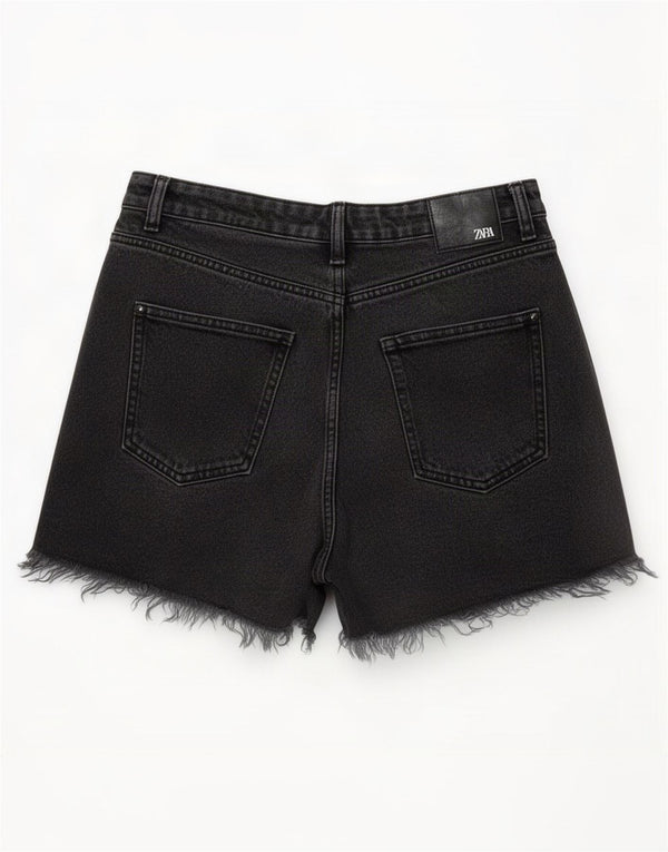 Pantaloni scurți din denim pentru femei cu talie înaltă Zara Medium W30 Gri