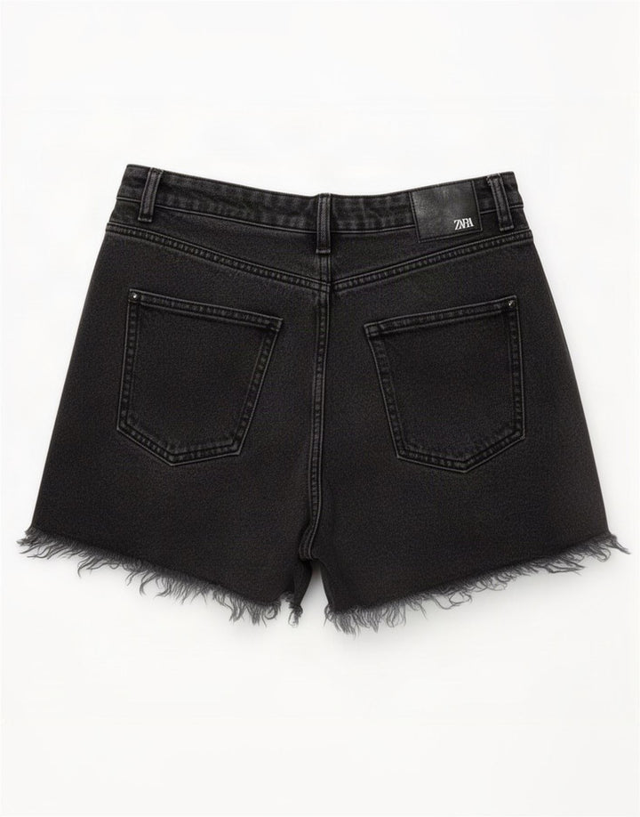 Pantaloni scurți din denim pentru femei cu talie înaltă Zara Medium W30 Gri