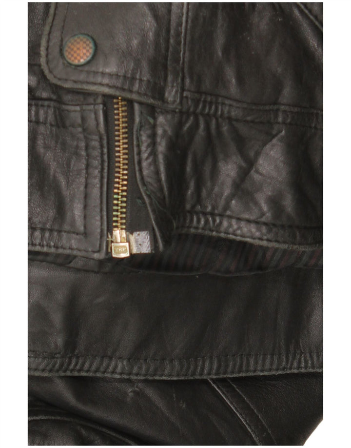 Jachetă de piele vintage pentru bărbați UK 42 XL din piele neagră