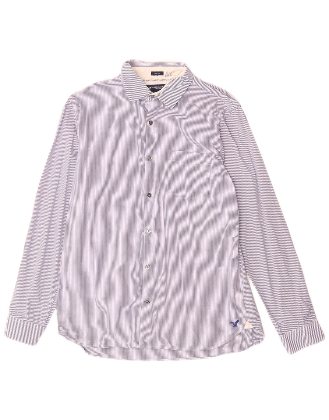 Cămașă pentru bărbați American Eagle slim fit, bumbac cu dungi albastre mari