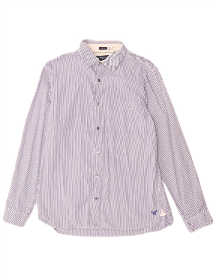 Cămașă pentru bărbați American Eagle slim fit, bumbac cu dungi albastre mari