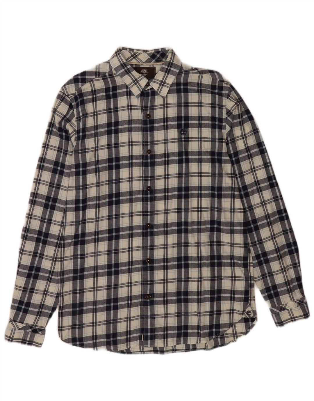Cămașă de flanel pentru bărbați Timberland, de culoare albastră medie, din bumbac