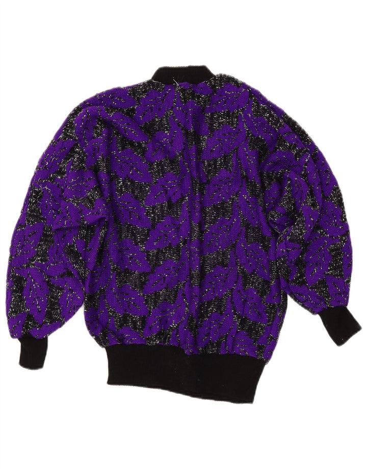 VINTAGE Pulover cu gât țestoasă pentru femei UK 8 Mic violet Colorblock