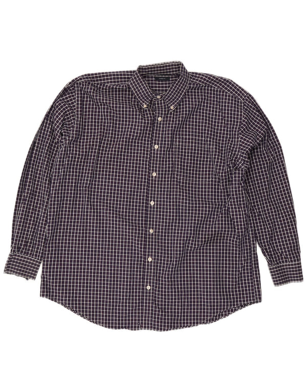 Cămașă pentru bărbați Nautica Classic Fit Mărimea 18 2XL Bumbac cu carouri bleumarin