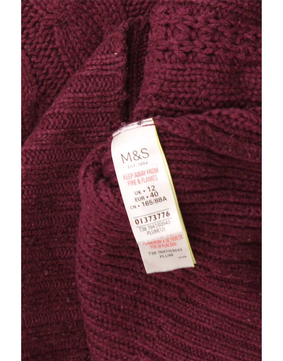 Pulover pentru femei Marks & Spencer cu decolteu triplu UK 12 Burgundy mediu
