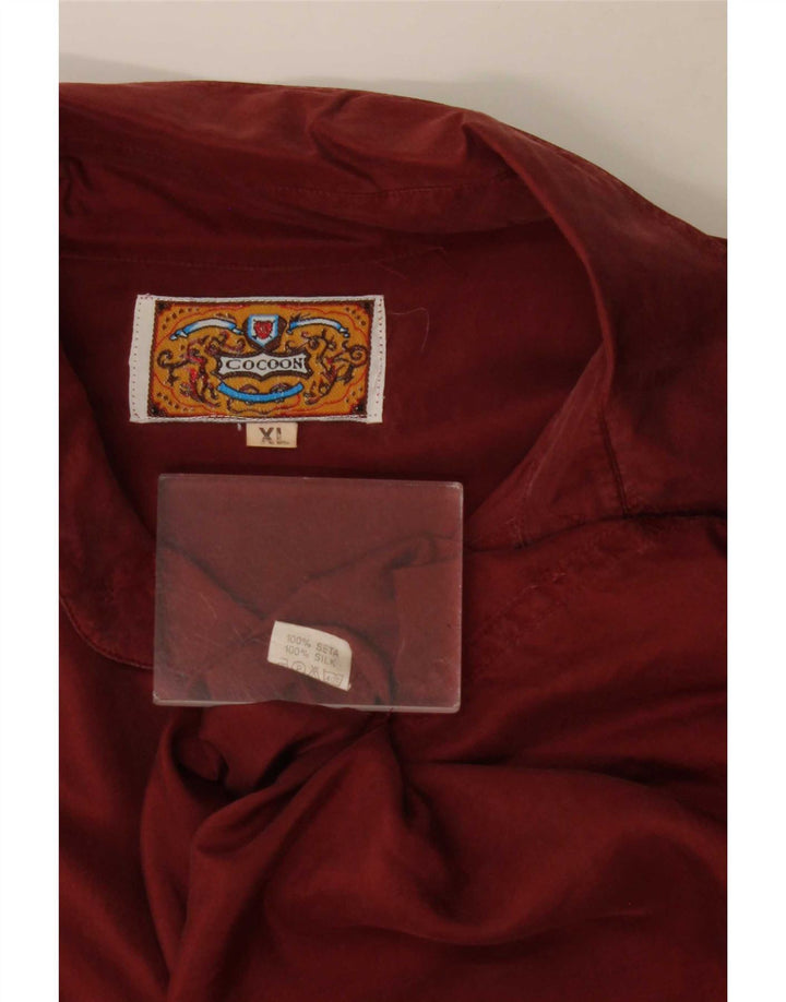 Cămașă Vintage pentru bărbați XL Bordeaux Mătase