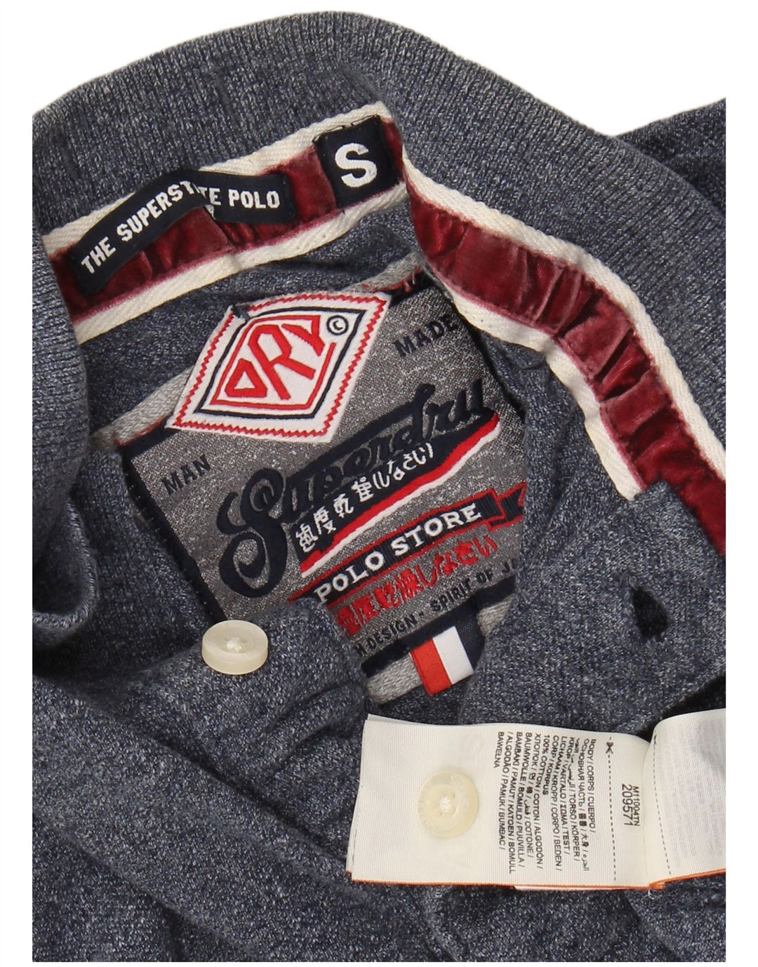 Cămașă polo cu mânecă lungă cu grafică pentru bărbați SUPERDRY, bumbac, albastru bleumarin