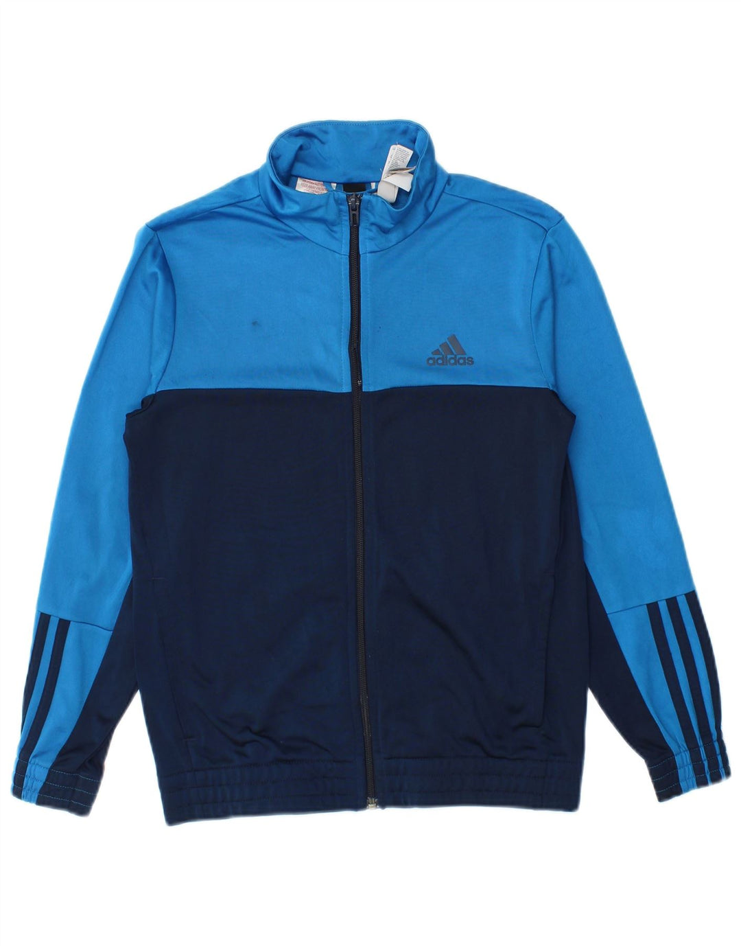 Jachetă de trening pentru băieți Adidas 11-12 ani, albastru bleumarin, color block