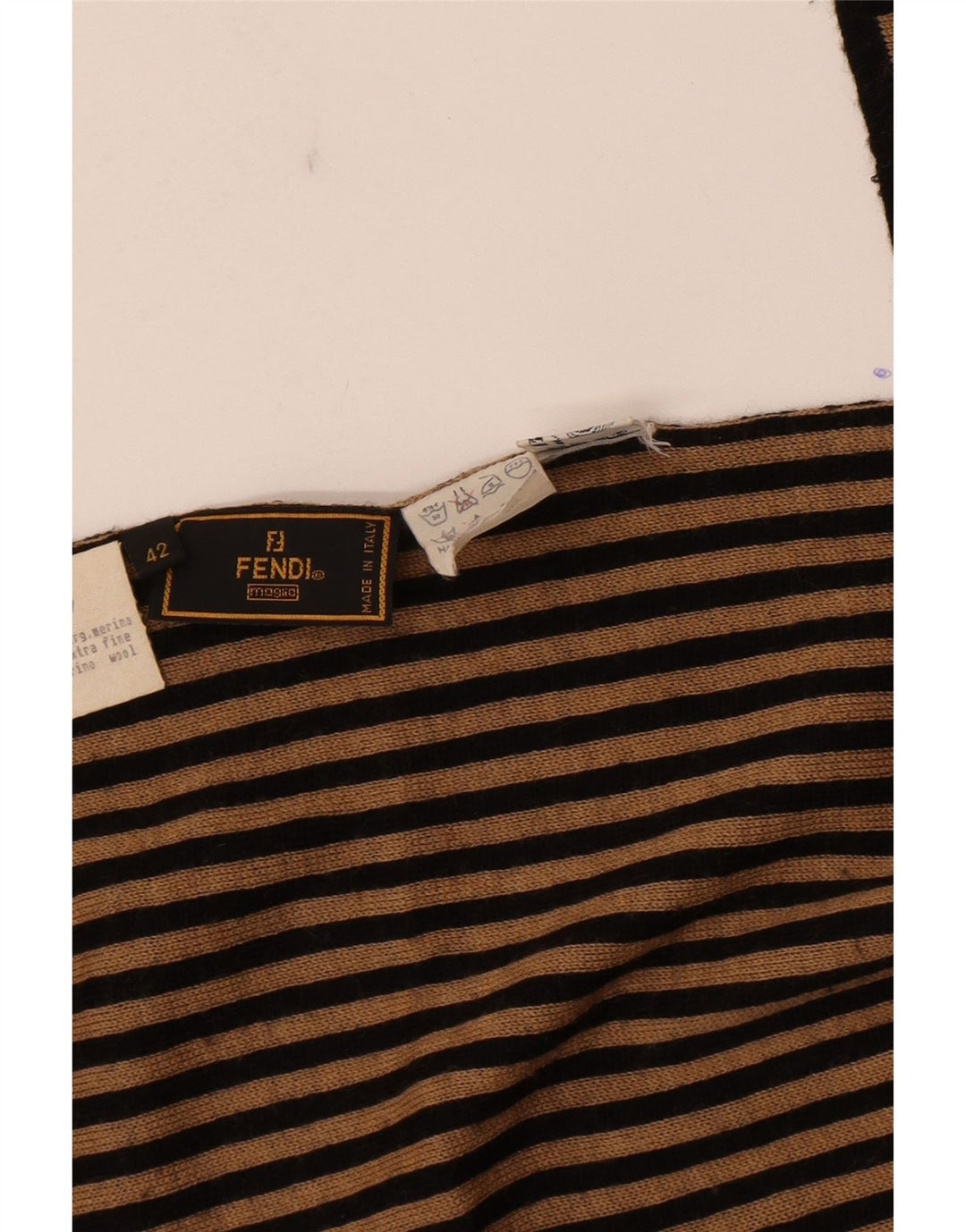 Şal pentru femei Fendi IT 42 Medium Bej Dună Merinos Lână de designer