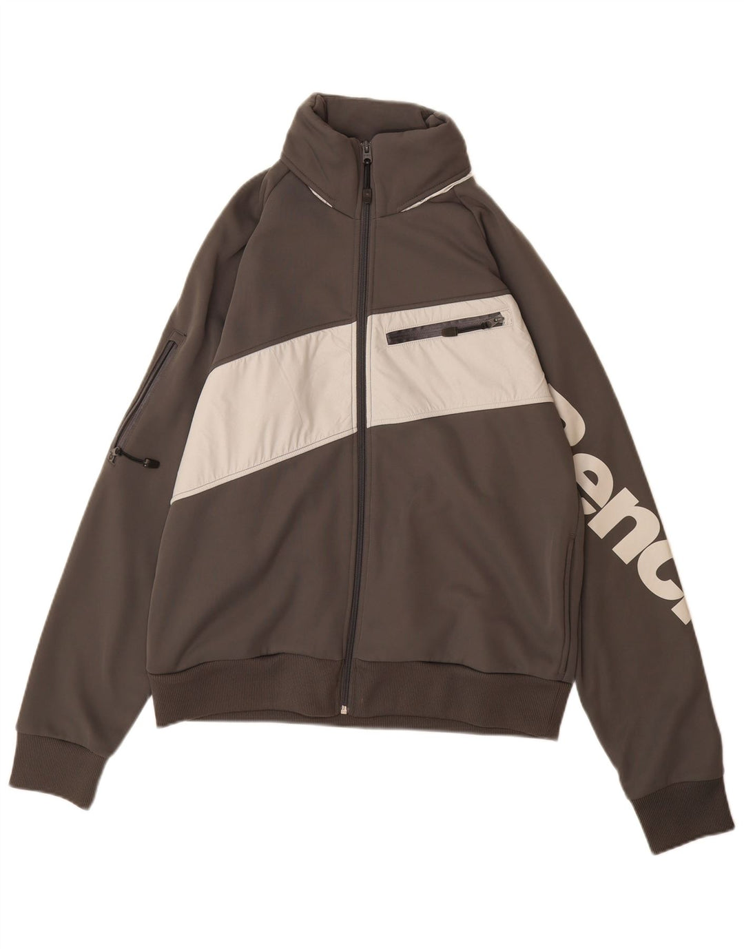 BENCH Trening cu grafică pentru bărbați Jachetă mare, gri, poliester color bloc