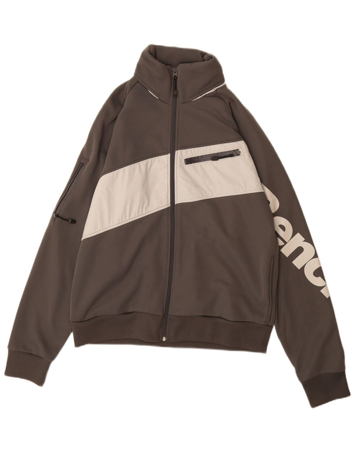 BENCH Trening cu grafică pentru bărbați Jachetă mare, gri, poliester color bloc