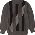 VINTAGE Mens Crew Neck Jumper Sweater UK 40 Medium Grey Striped Vintage Vintage and Second-Hand Vintage from Messina Hembry 