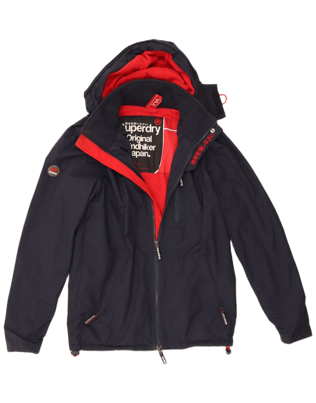 Superdry Windhiker Windbreaker Jacket pentru bărbați cu glugă UK 36 Small Bleumarin