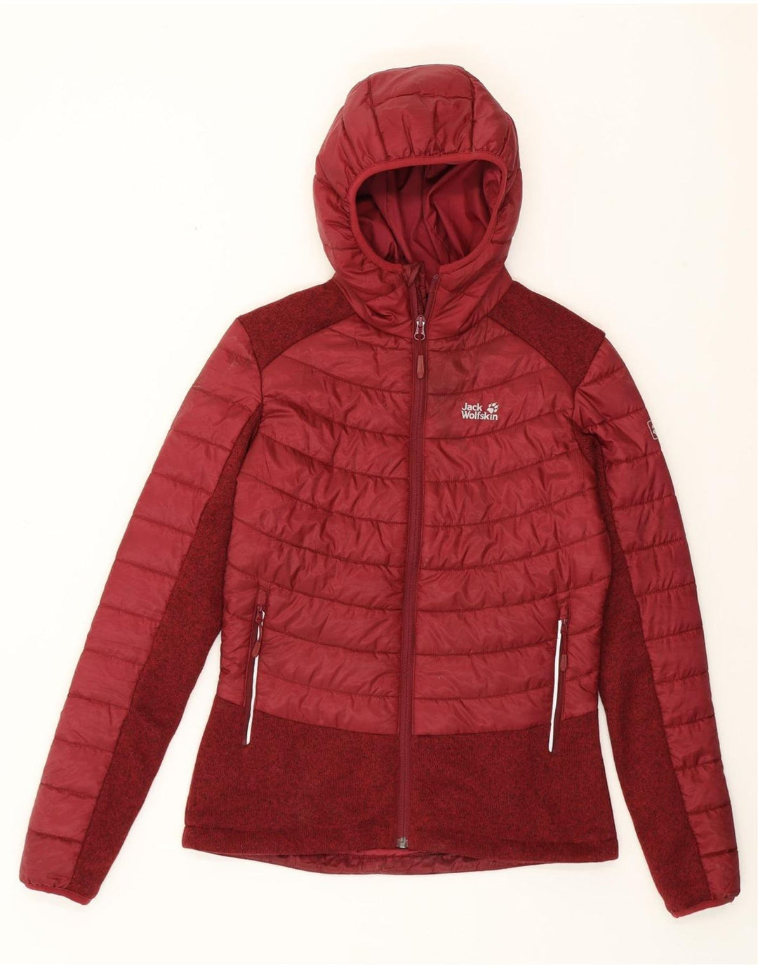 Jachetă căptușită pentru femei JACK WOLFSKIN UK 8/10 Mic Burgundy Colorblock