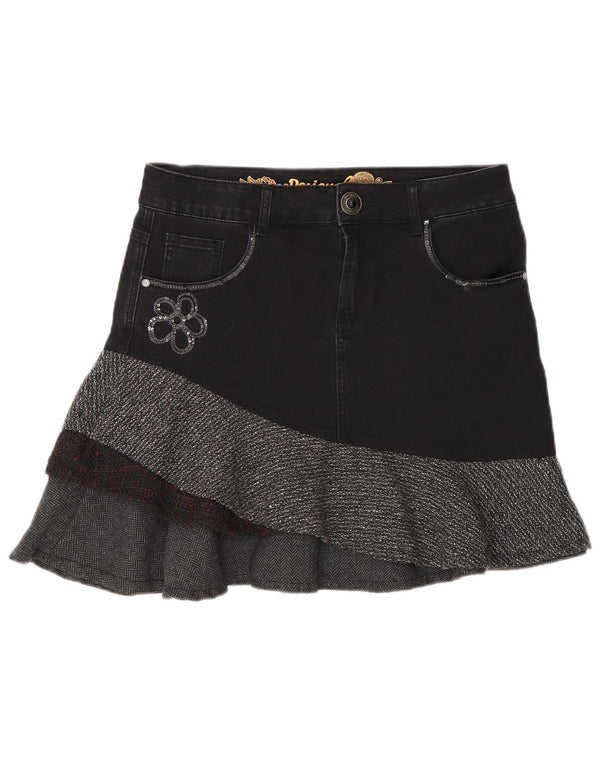Fusta asimetrică din denim pentru femei Desigual EU 40 Medium W30 Gri Herringbone