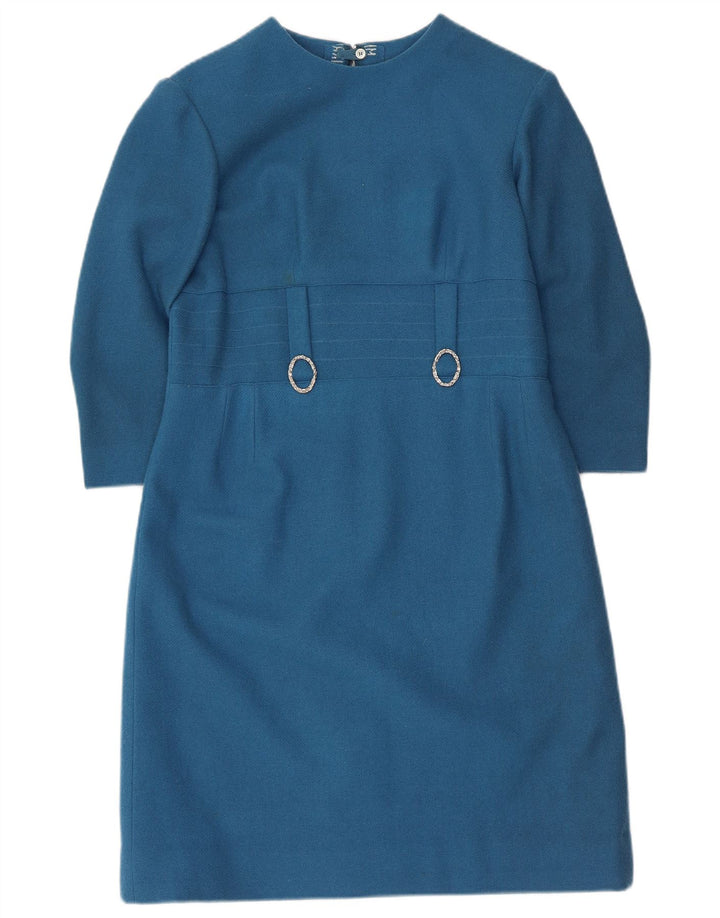 VINTAGE Rochie cu mâneci 3/4 pentru femei UK 12 Medium Blue