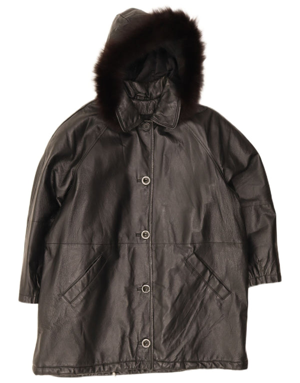 Palton de piele supradimensionat pentru femei Privilegi IT 44 Piele Neagră Medie