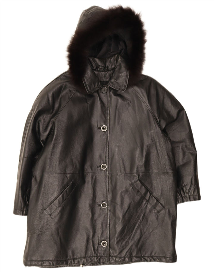 Palton de piele supradimensionat pentru femei Privilegi IT 44 Piele Neagră Medie