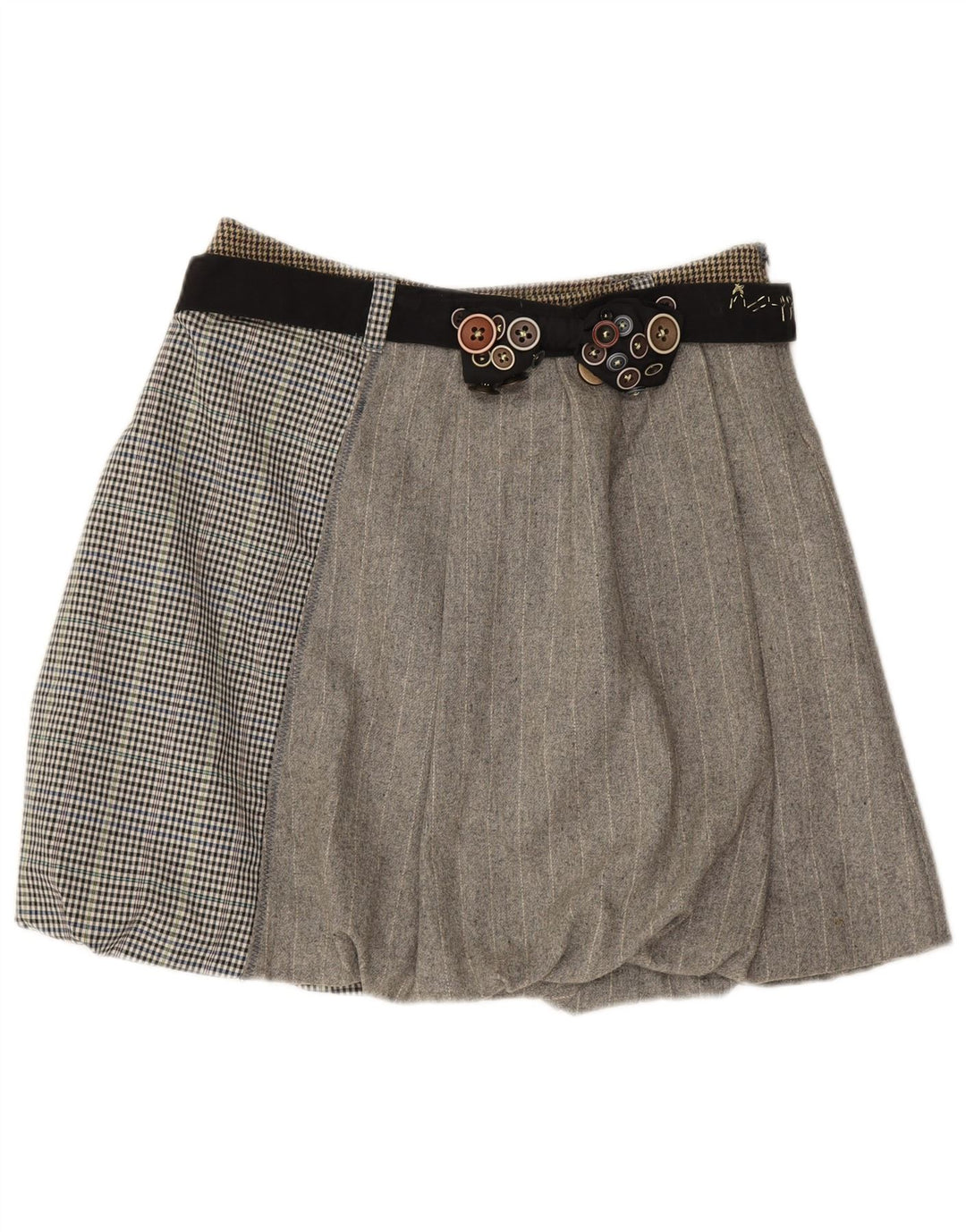 Fusta bubble pentru femei DESIGUAL EU 42 mare W30 poliester mozaic gri