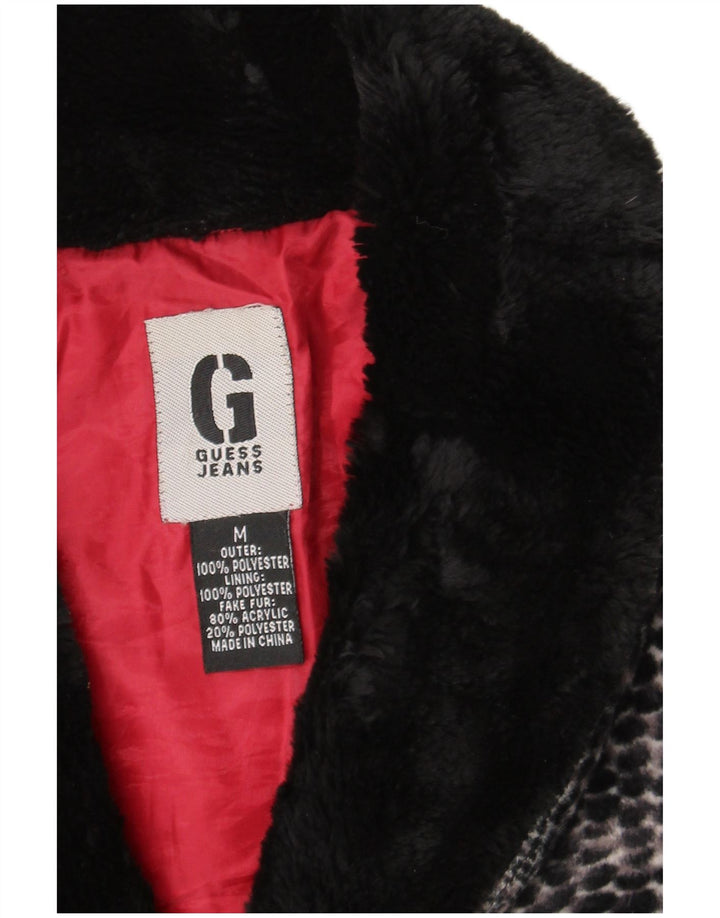 Jachetă de blană artificială Guess pentru femei UK 14, gri mediu, poliester cu imprimeu animal