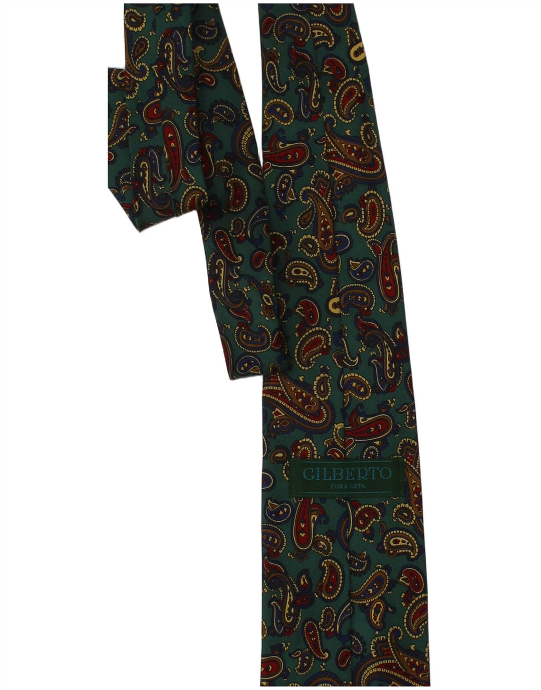 Gilberto Mens Cravata Mărime Unică Verde Paisley Silk Classic