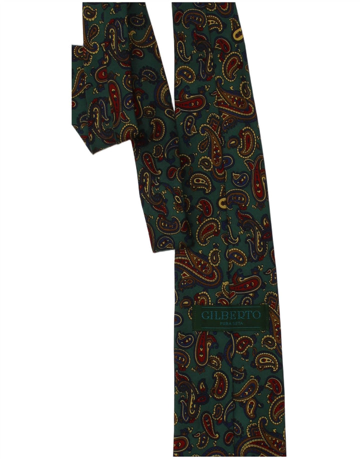 Gilberto Mens Cravata Mărime Unică Verde Paisley Silk Classic