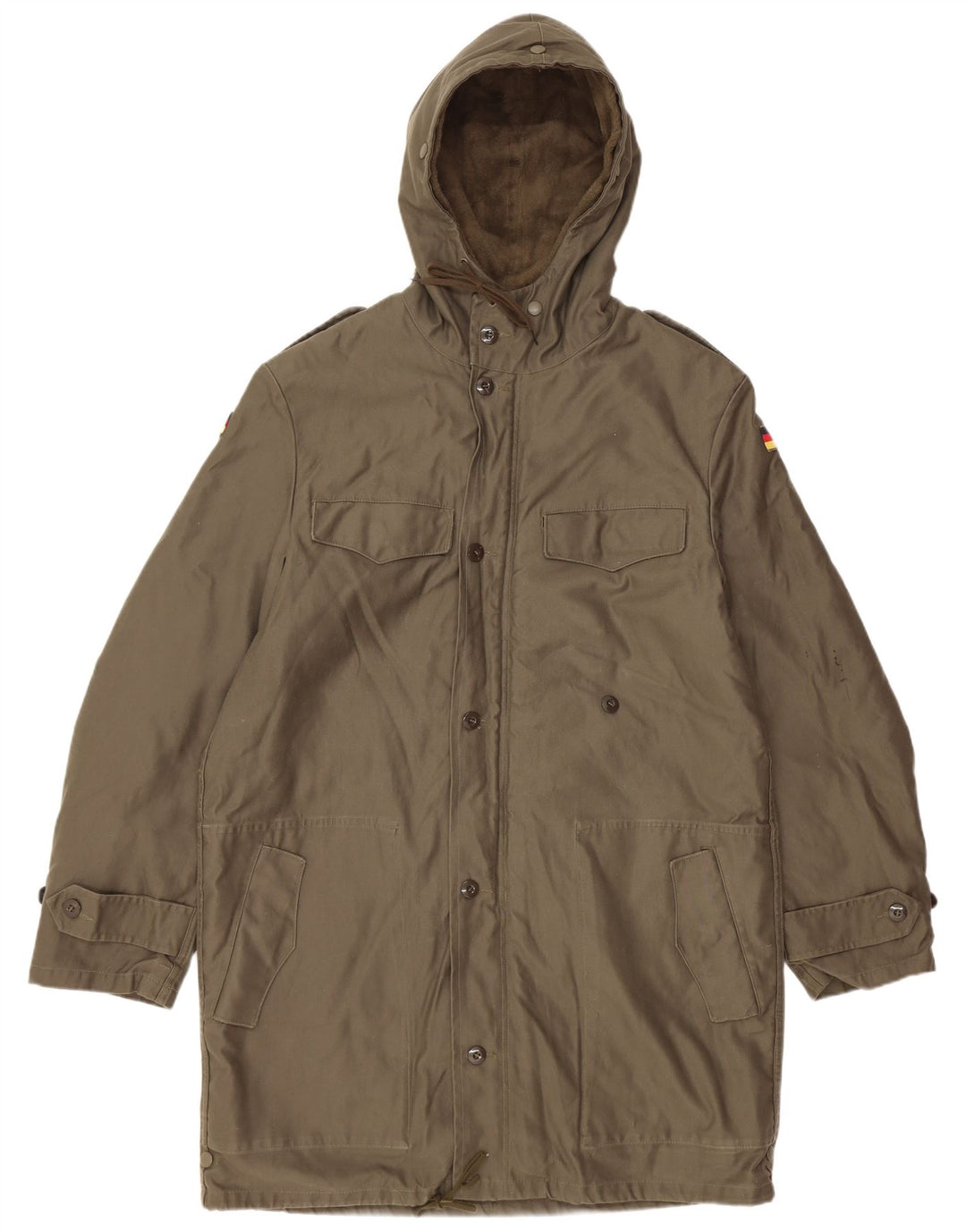 Jachetă parka militară cu glugă vintage pentru bărbați UK 38 Medium Khaki