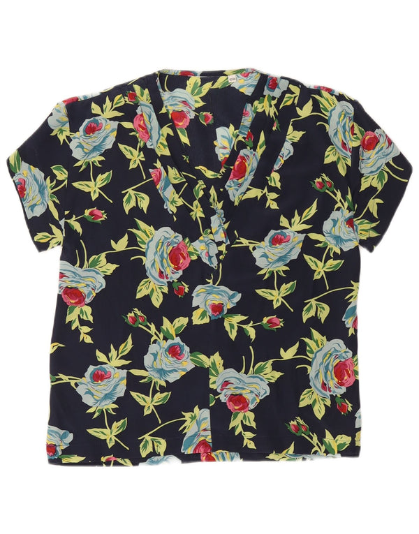 Bluză Vintage Femei Top IT 42/44 Medium Bleumarin Floral